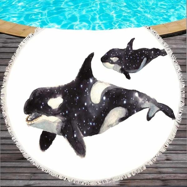 Marine Life Round Printed Beach Towel - Image 2