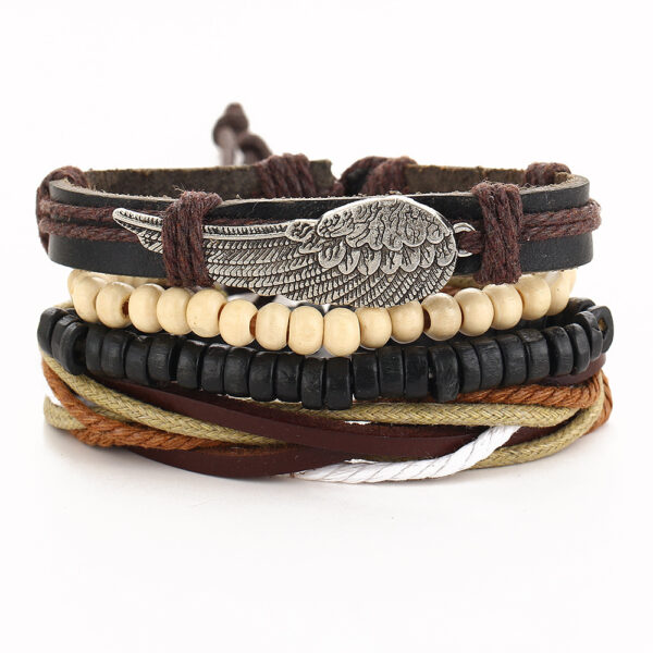 New beaded fish bone owl color stone leather multi-layer bracelet retro punk bracelet - Image 2