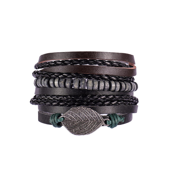 New beaded fish bone owl color stone leather multi-layer bracelet retro punk bracelet - Image 7