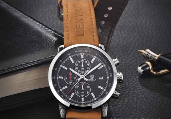 Binya Outdoor Sports Three-Eye Belt Men's Watch - Image 7