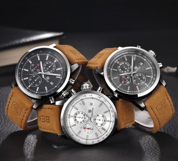 Binya Outdoor Sports Three-Eye Belt Men's Watch - Image 3