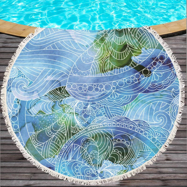 Marine Life Round Printed Beach Towel - Image 4