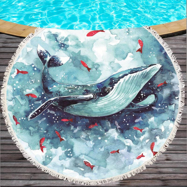 Marine Life Round Printed Beach Towel - Image 3
