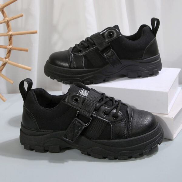 Lace-up Canvas Shoes With Hook Design Fashion Breathable Thick-soled Round-toe Casual Shoes For Women Sneakers - Image 5